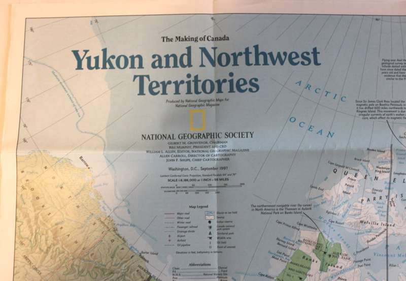National Geographic Folded Map of The North of Canada September 1997