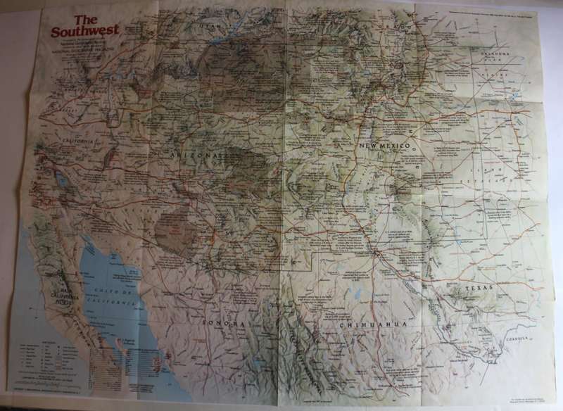 National Geographic Folded Map of The Southwest November 1982