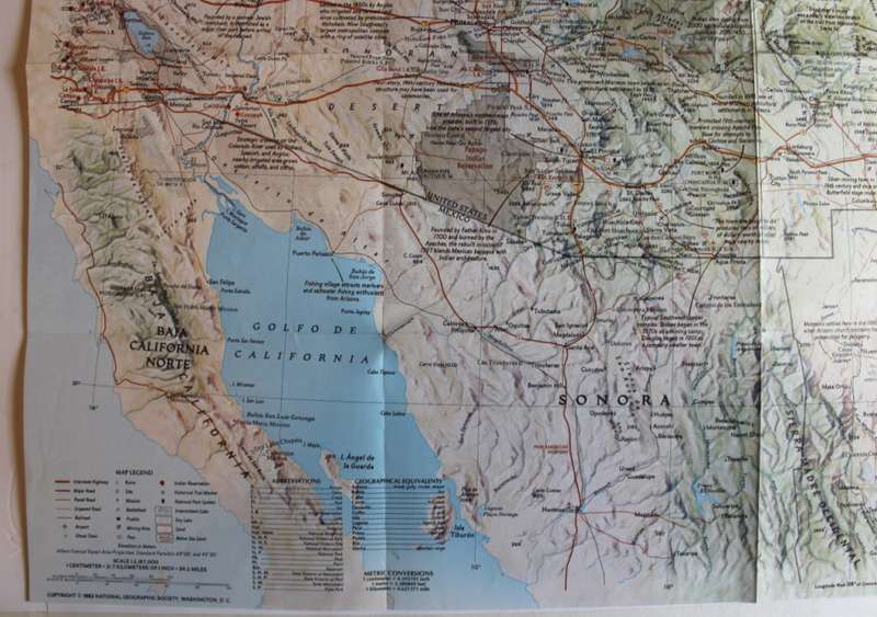 National Geographic Folded Map of The Southwest November 1982
