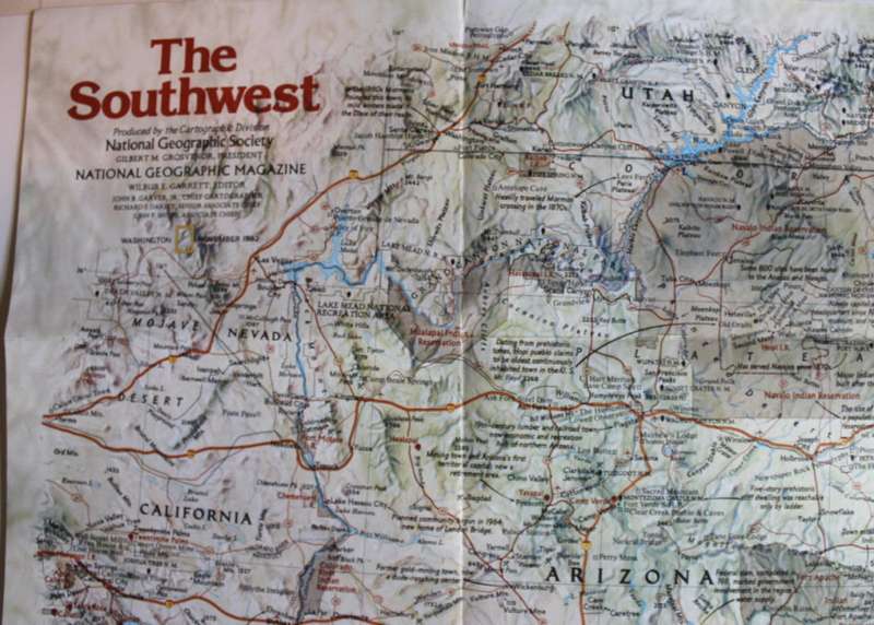 National Geographic Folded Map of The Southwest November 1982