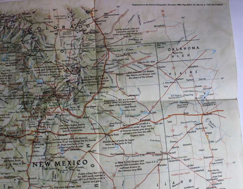 National Geographic Folded Map of The Southwest November 1982