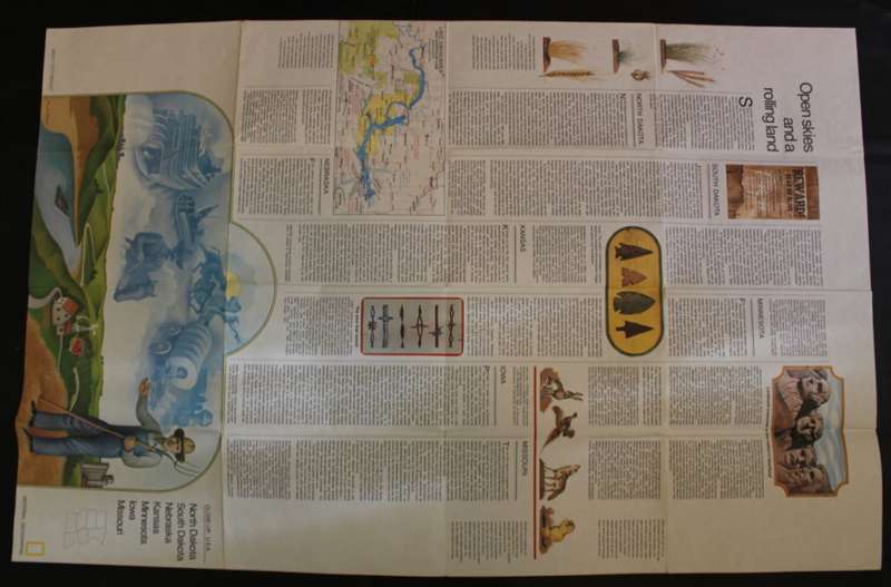 National Geographic Folded Map of The North Central States of the USA, March 1974