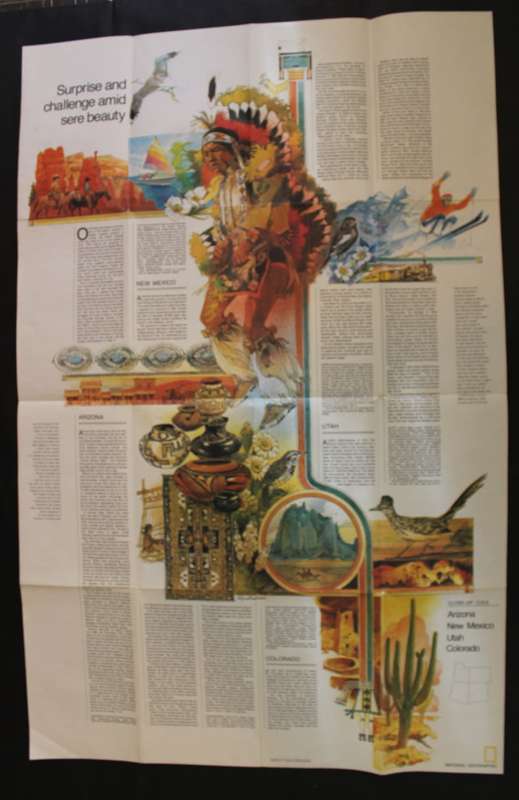 National Geographic Folded Map of The Southwest of the USA, October 1977