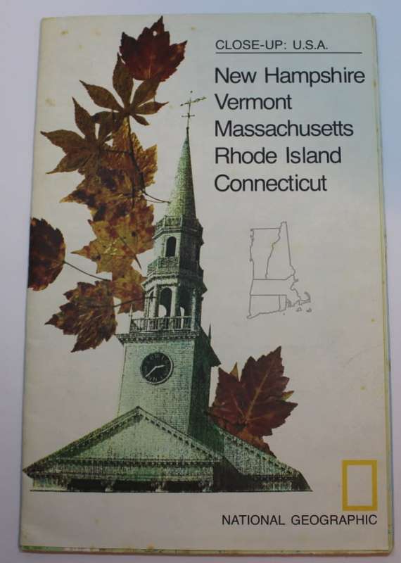 National Geographic Folded Map of Western New England, America July 1975