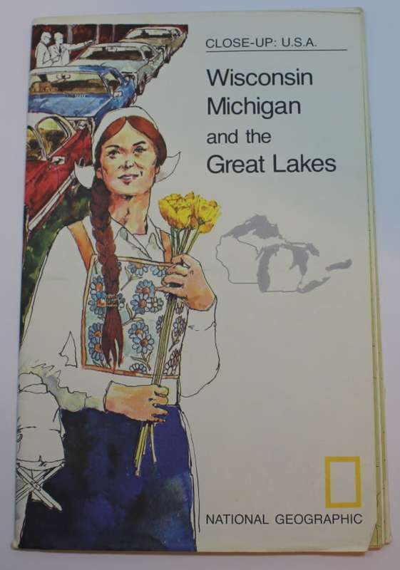 National Geographic Folded Map of the Great Lakes Region of America, August 1973.