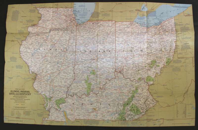 National Geographic Folded Map of The Heartland of the USA, February 1977