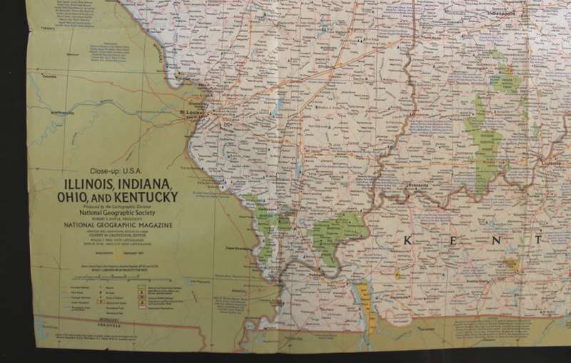 National Geographic Folded Map of The Heartland of the USA, February 1977