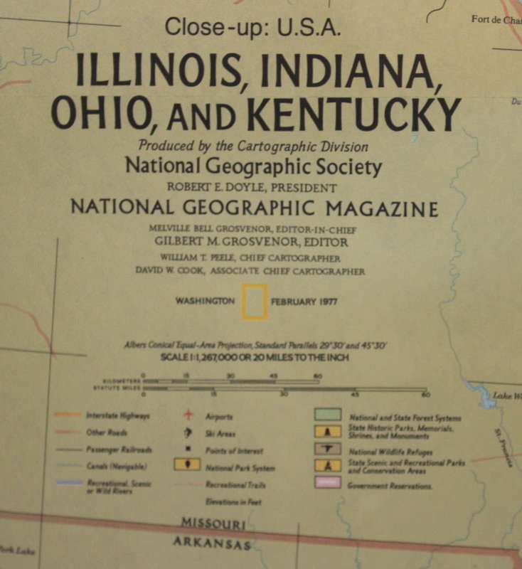 National Geographic Folded Map of The Heartland of the USA, February 1977