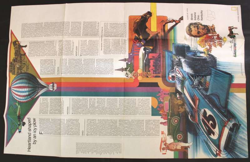 National Geographic Folded Map of The Heartland of the USA, February 1977