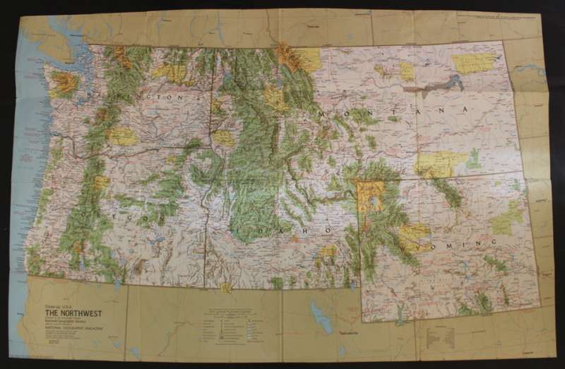 National Geographic Folded Map of The Northwest Region of the USA, March 1973