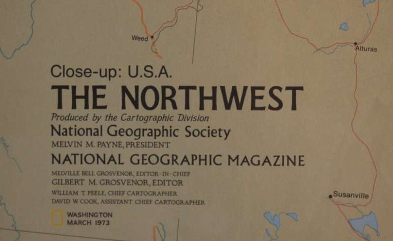National Geographic Folded Map of The Northwest Region of the USA, March 1973