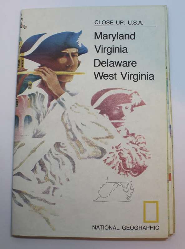 National Geographic Folded Map of the Mid-Atlantic States of America, October 1976