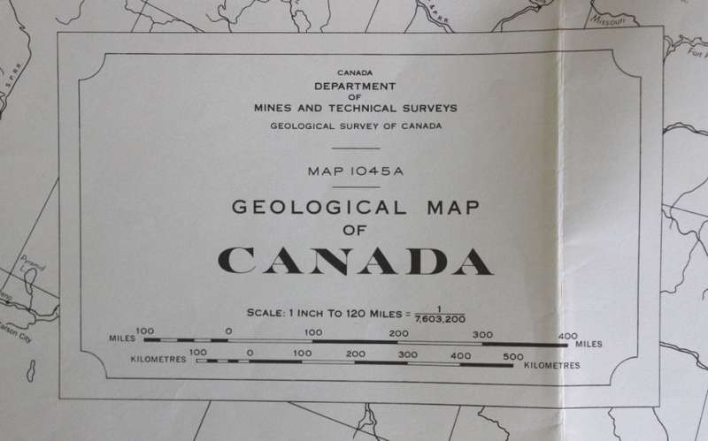 Dept of Mines and Technical Survey Geological Folded Map of Canada 1955
