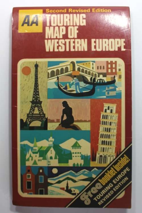 AA Touring Map Of Western Europe Folded Map 2nd Revised Edition 1976