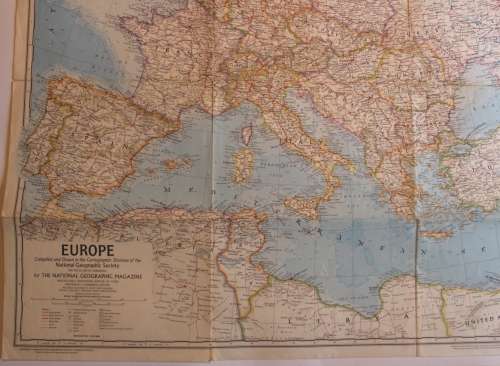 Vintage National Geographic Folded Map of Europe June 1969