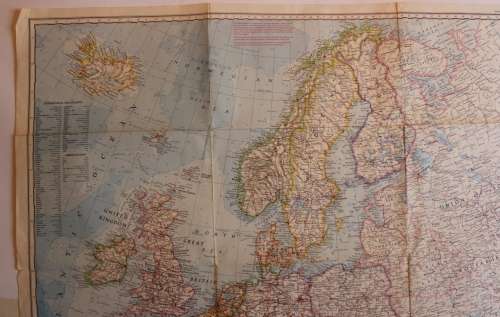 Vintage National Geographic Folded Map of Europe June 1969