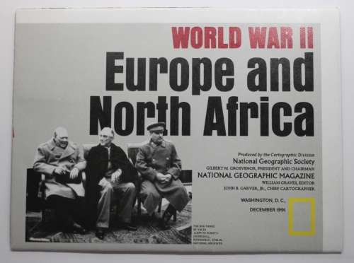 National Geographic Folded Poster of WW2 Europe and Pacific Theaters Dec 1991