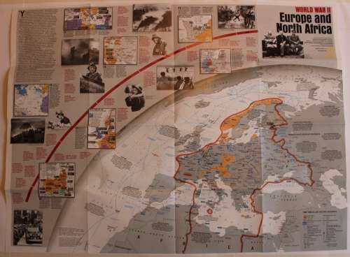 National Geographic Folded Poster of WW2 Europe and Pacific Theaters Dec 1991