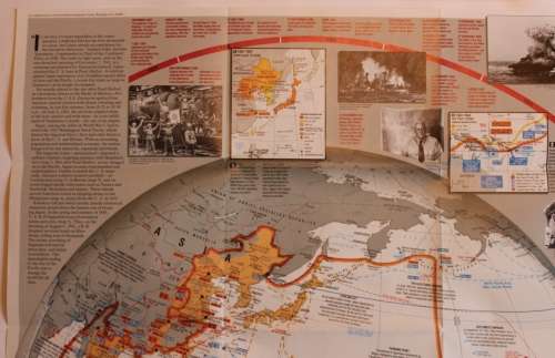 National Geographic Folded Poster of WW2 Europe and Pacific Theaters Dec 1991