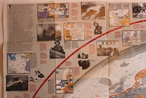 National Geographic Folded Poster of WW2 Europe and Pacific Theaters Dec 1991