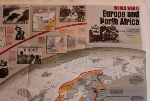 National Geographic Folded Poster of WW2 Europe and Pacific Theaters Dec 1991
