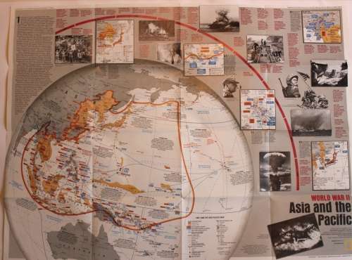 National Geographic Folded Poster of WW2 Europe and Pacific Theaters Dec 1991