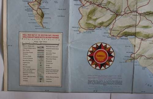 Vintage Folded Shell Road Map of the Western Cape Province.