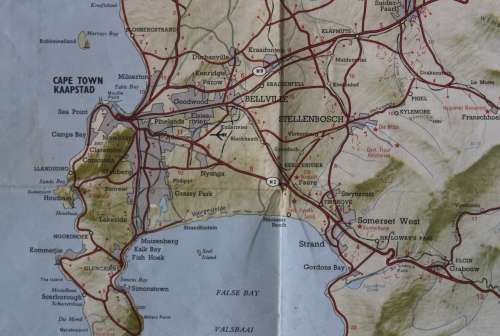 Vintage Folded Shell Road Map of the Western Cape Province.