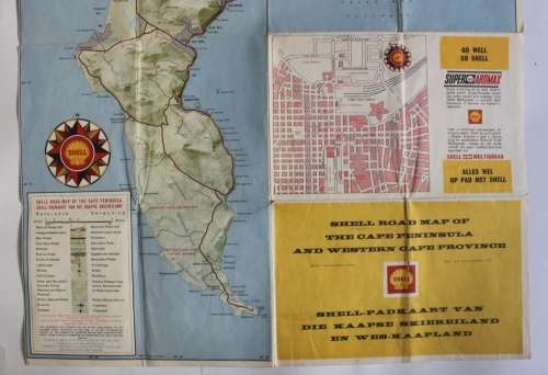 Vintage Folded Shell Road Map of the Western Cape Province.