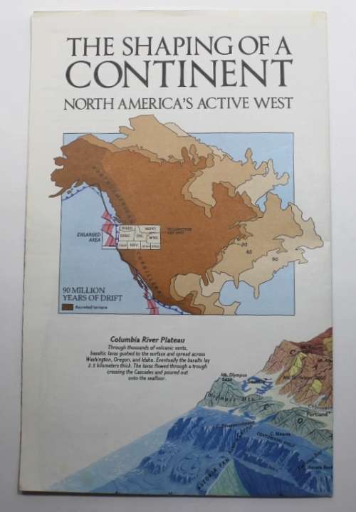 National Geographic Folded Map of The Shaping Of A Continent North America Aug 1985