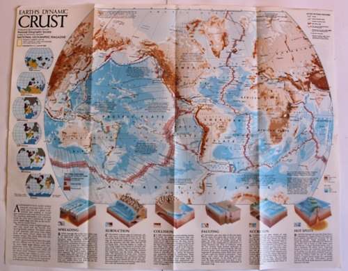 National Geographic Folded Map of The Shaping Of A Continent North America Aug 1985