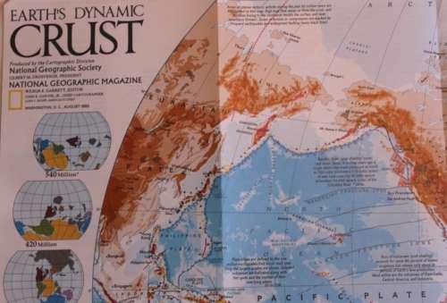 National Geographic Folded Map of The Shaping Of A Continent North America Aug 1985