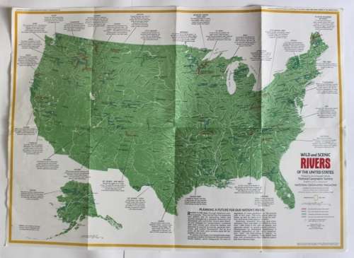 National Geographic Folded Map of Wild and Scenic Rivers of the USA, Jul 1977