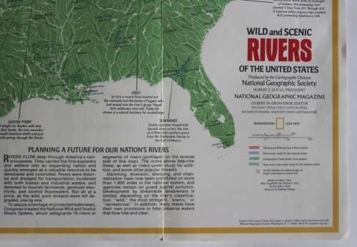 National Geographic Folded Map of Wild and Scenic Rivers of the USA, Jul 1977