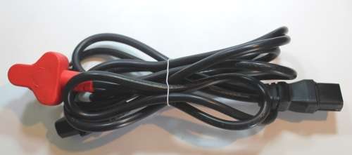 1 x Computer Dual Power Cable Dedicated Red Plug to 2 x Kettle IEC 15 Plug 1.8m