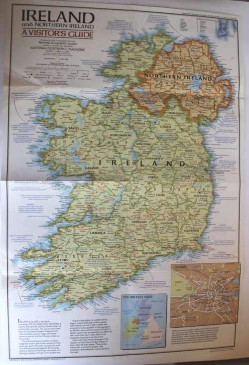 National Geographic Folded Map of Ireland and Northern Ireland April 1981