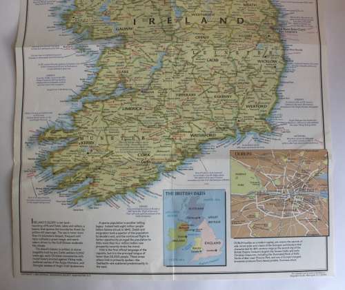 National Geographic Folded Map of Ireland and Northern Ireland April 1981