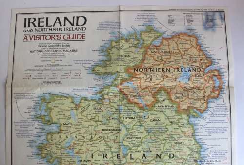 National Geographic Folded Map of Ireland and Northern Ireland April 1981
