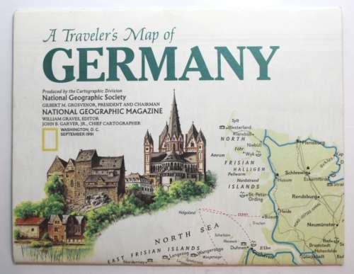National Geographic Folded Map of A Travelers Map of Germany Sept 1991