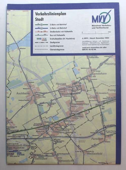 Munich Transport Network Folded Map December 2003