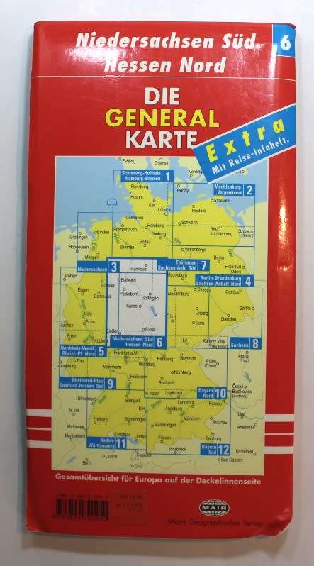 Die General Karte Niedersachsen Sud und Hessen Nord Folded Map 2002