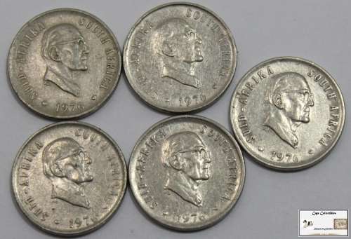 South Africa 5 Cent Coin Commemorative Issue 1976 (Five Coins) Circulated