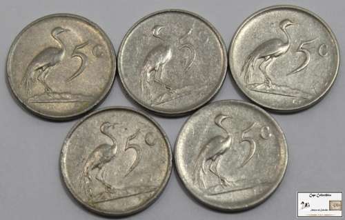 South Africa 5 Cent Coin Commemorative Issue 1976 (Five Coins) Circulated