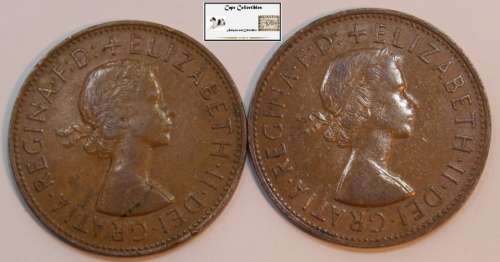 United Kingdom 1 Penny Coin 1964 and 1965 (Two Coins) Circulated