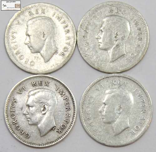 South Africa 3 Pence 1937x2 / 1940x2 Coin (Four) F12
