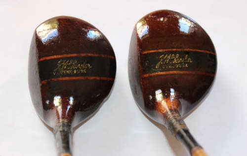 Vintage J H Taylor Cynosure Driver and Fairway 3 Wood Pair Circa 1930's.
