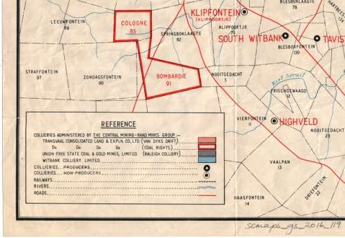 Rand Mines Coalfields Witbank Middelburg 1950 -  Reproduction Print @ A2 Size.