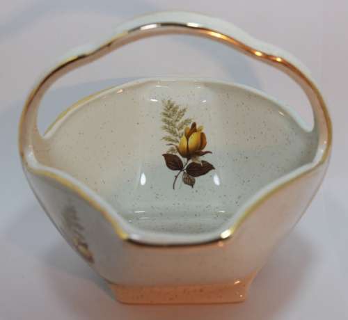 Kernewek One and All Decorative Miniature Porcelain Fruit Basket, Cornish Pottery