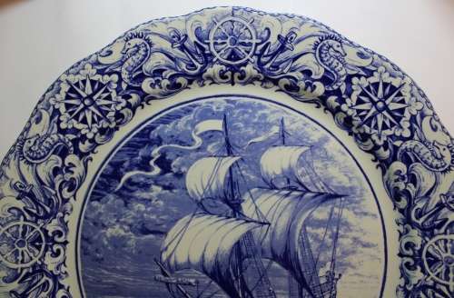 Boch Belgium Galleon Ship Charger Plate