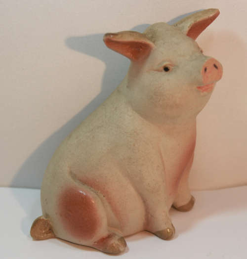 Happy, Smiling Ceramic Pig Ornament